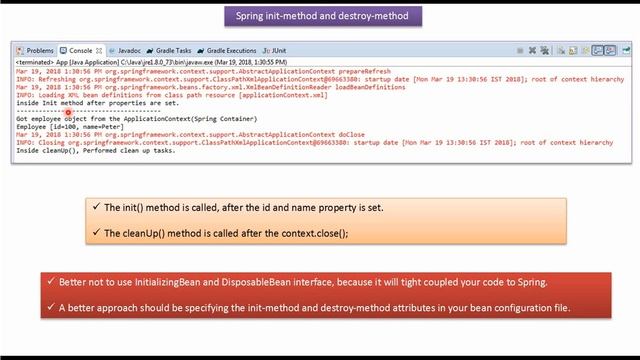 Understanding Spring Bean Life Cycle with init-method and destroy-method | Spring Tutorial