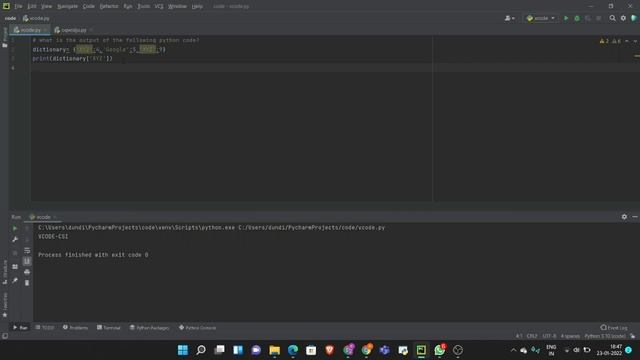DICTIONARY - PYTHON | V-CODE | CSI | VIT-AP смотреть онлайн