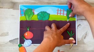 Детская поделка с овощами "Грядка". Простые летние поделки с детьми в садик. Изучаем овощи, развити