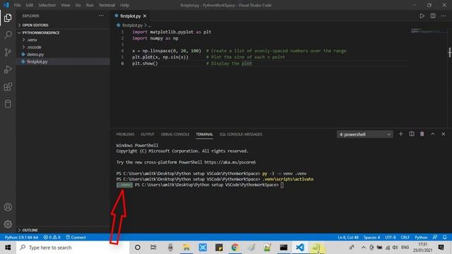 Installing Matplotlib in Visual Studio Code