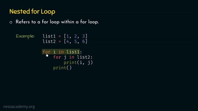 Nested for Loop in Python