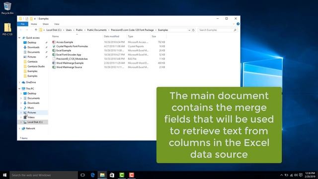 PrecisionID Code 128 Barcode Font Mail Merge Example (Windows or Mac)