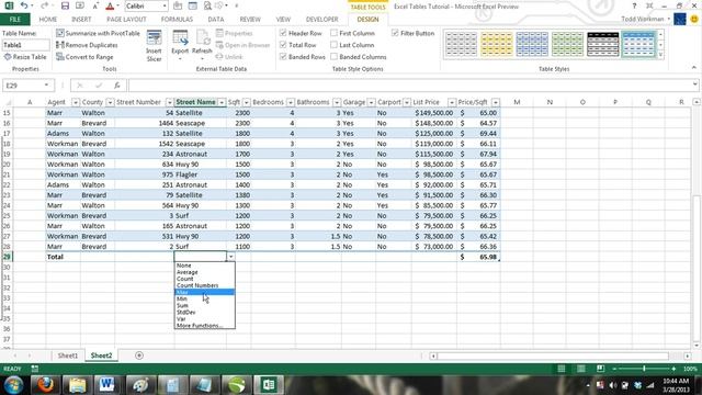 Excel 2013 Tutorial For Noobs Part 37: Excel Tables Total Row смотреть онлайн