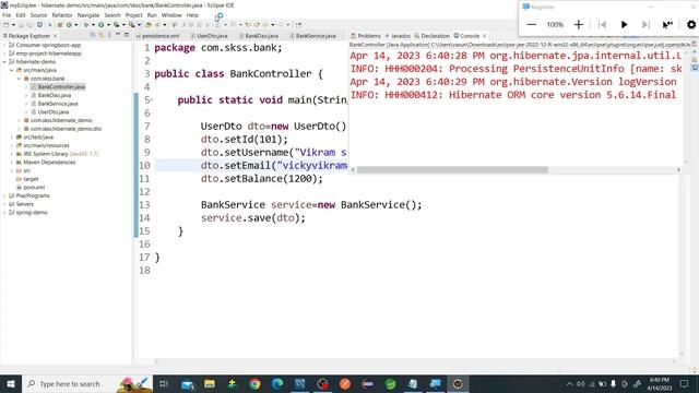 Bank Project Crud Operations with Service Layer - Using HibernateJPA