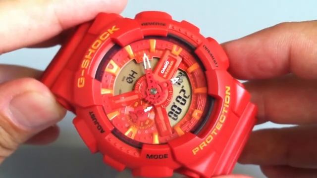 Red Casio G-Shock Ana-Digi Anti-Magnetic Watch GA110AC-4A смотреть онлайн