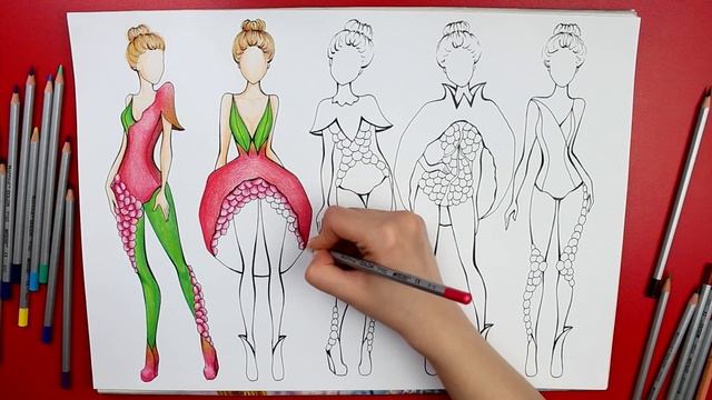 РИСУЕМ ЭСКИЗЫ ОДЕЖДЫ, вдохновение фруктами, ГРАНАТ // Fashion illustration, speedpaint смотреть онлайн