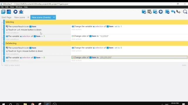 Gdevelop 5: Select objects with Mouse Click(like in puzzle or rpg games)
