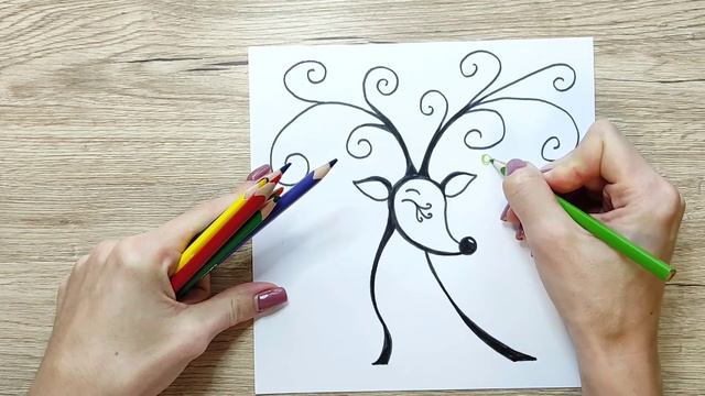 Познавательное рисование для детей с KIDS CLUB ARTY. Видеоурок. Рисуем волшебного Оленя