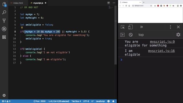 Basic JavaScript #20: Logical Operators