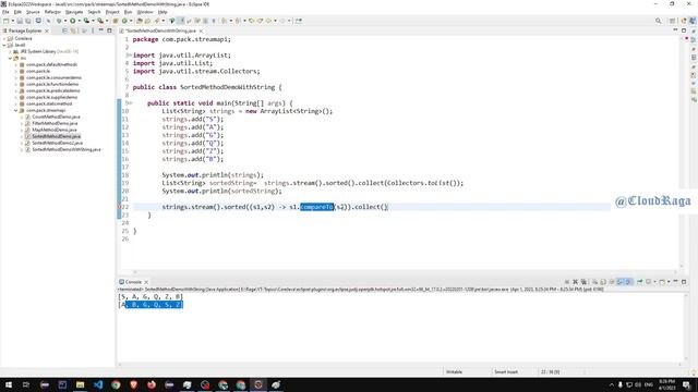 Java 8 - Tutorial - 10. Sorting String in custom way using Comparator Interface & sorted method.