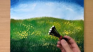 Painting a Country Field / Acrylic Painting Techniques / Drawing a House