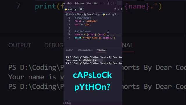 nO cAPsLOcK eRroR aNymORe?? #python #coding #programming