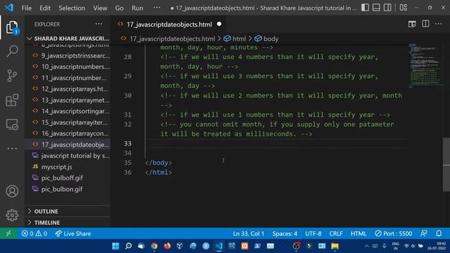 JavaScript Date Objects || JavaScript Date & Time || JavaScript Tutorial Step by step in Hindi #17