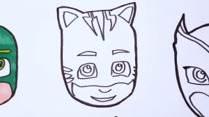 How to Draw All PJ MASKS Faces | PJ MASKS Characters | PJ MASKS Coloring Pages