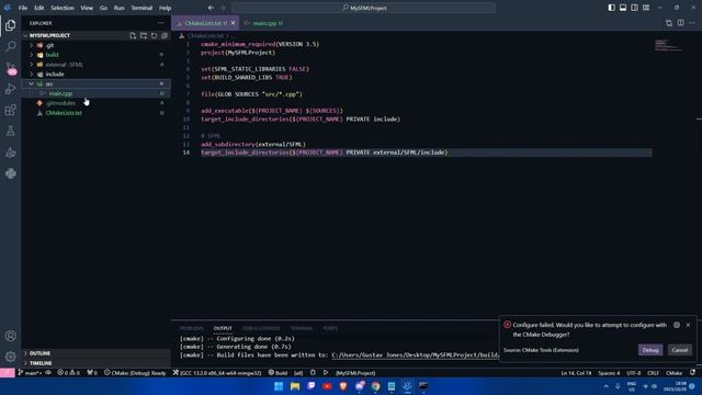 How to setup SFML with Git Submodules Dynamic Linking and MingW compilation on Windows