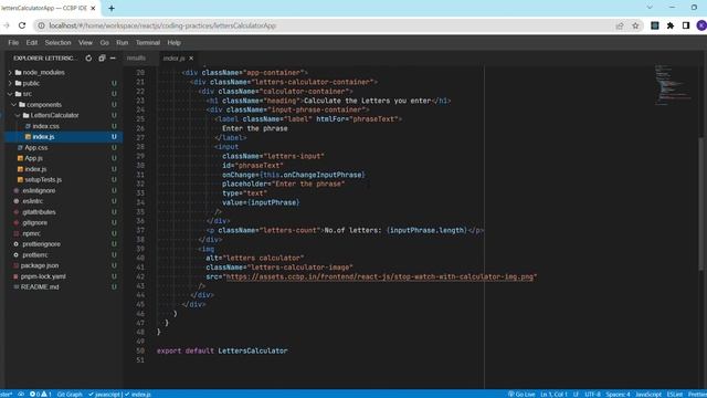 CODING PRACTICE 8 | LETTERS CALCULATOR | REACT JS | CCBP 4.O | CCBP смотреть онлайн