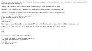 I want to get a count of unique entries in the Apache error logs on