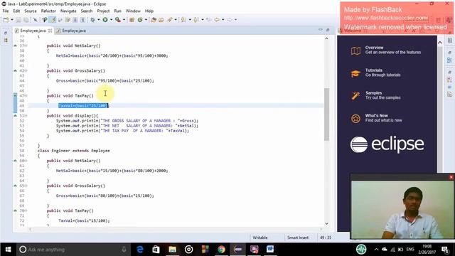 java program for salary calculation of employee in an organization смотреть онлайн
