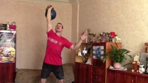 Гиря 56 кг.15 подъемов правой рукой за 30 сек.Ситников Виталий