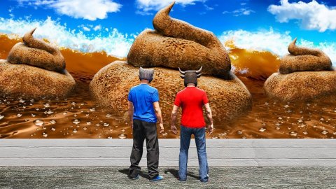 ВЫЖИВАНИЕ С БУЙВОЛСОНОМ В ОГРОМНОМ ЦУНАМИ ИЗ КАКАШЕК! КАК ПЕРЕЖИТЬ КОНЕЦ СВЕТА ГТА 5 МОДЫ МУРКА