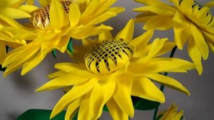 Подсолнухи с фоамирана. Ростовые цветы. Обзор цветов. DIY.