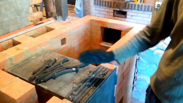9 -11 ряд. Монтаж духовки, в кирпичную печь.