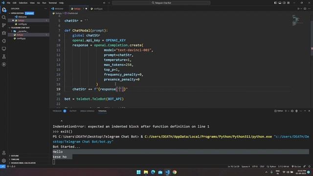 Create Your Own Telegram AI Chat Bot ? Using OpenAI & Python (Hindi) || Bot Assistant || Death Code