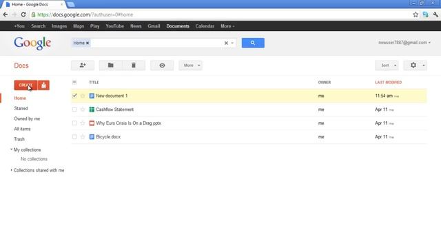 How to create new documents in Google docs