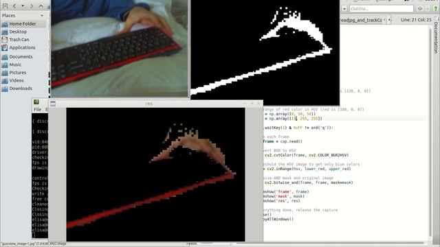 OpenCv and Webcam : Detection of Keyboard and Hands (by colors) смотреть онлайн