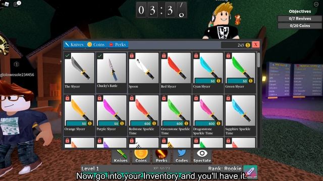 How to get the CHUCKY'S RATTLE KNIFE in SURVIVE THE KILLER! (CODE!) [ROBLOX] смотреть онлайн