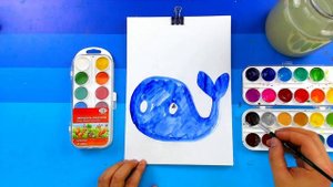 Как нарисовать кита? - Рисуем забавного кита красками - РыбаКит