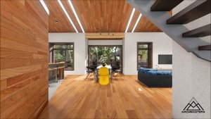 Проект одноэтажного дома с мансардой, гаража и бани в одном комплексе