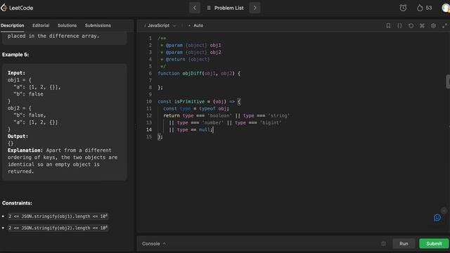 Day 20. LeetCode 2700. Differences Between Two Objects. Daily JS challenge смотреть онлайн