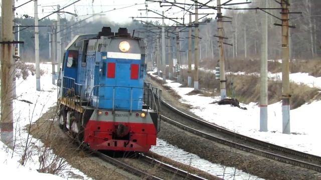 Маневровый тепловоз ТЭМ7-0016 резервом на перегоне смотреть онлайн