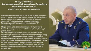 Депутаты ЗАКСа СПб ознакомились с информацией об экологических нарушениях в городе за 2023 год.