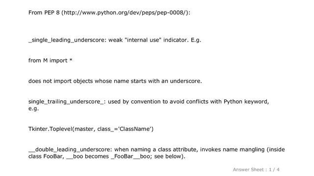 PYTHON : Underscore vs Double underscore with variables and methods