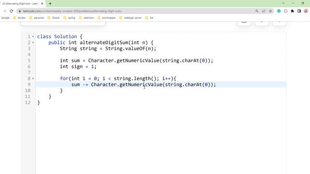 Leetcode 2544. Alternating Digit Sum in java || 5 Contest || Today contest