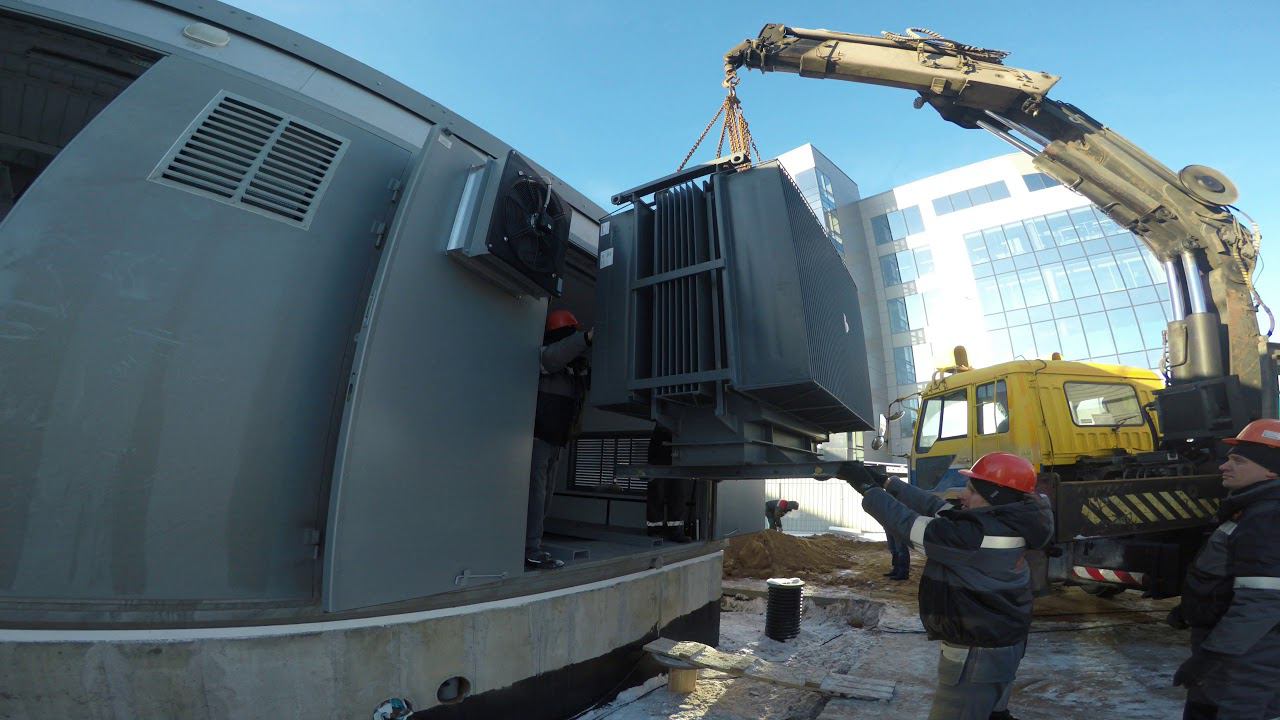 Кран Манипулятор.Установка тяжёлых трансформаторов. смотреть онлайн