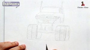 Как нарисовать машину Джип Додж (Ehedov Elnur) How to draw a monster truck Dodge