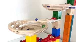 Marble Run Race ASMR, Quadrilla Funnel Wooden Tower with Double-Sided Spiral Twist