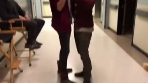 Shelley Hennig & Dylan Sprayberry dancing on the Teen Wolf set