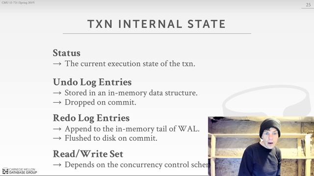 CMU Advanced Database Systems - 02 Transaction Models & In-Memory Concurrency Control (Spring 2019) смотреть онлайн