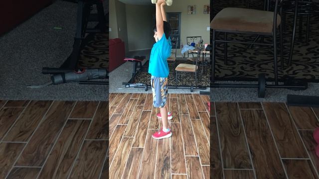 Teaching kids Dumbbell Power Clean Push Press