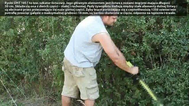 Test sekatora akumulatorowego do żywopłotu Ryobi OHT 1851 смотреть онлайн