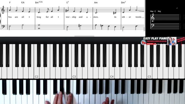 FLY ME TO THE MOON - EASY PIANO TUTORIAL - LETTER NOTE NAMES CHORDS LYRICS - BEGINNER SHEET MUSIC смотреть онлайн