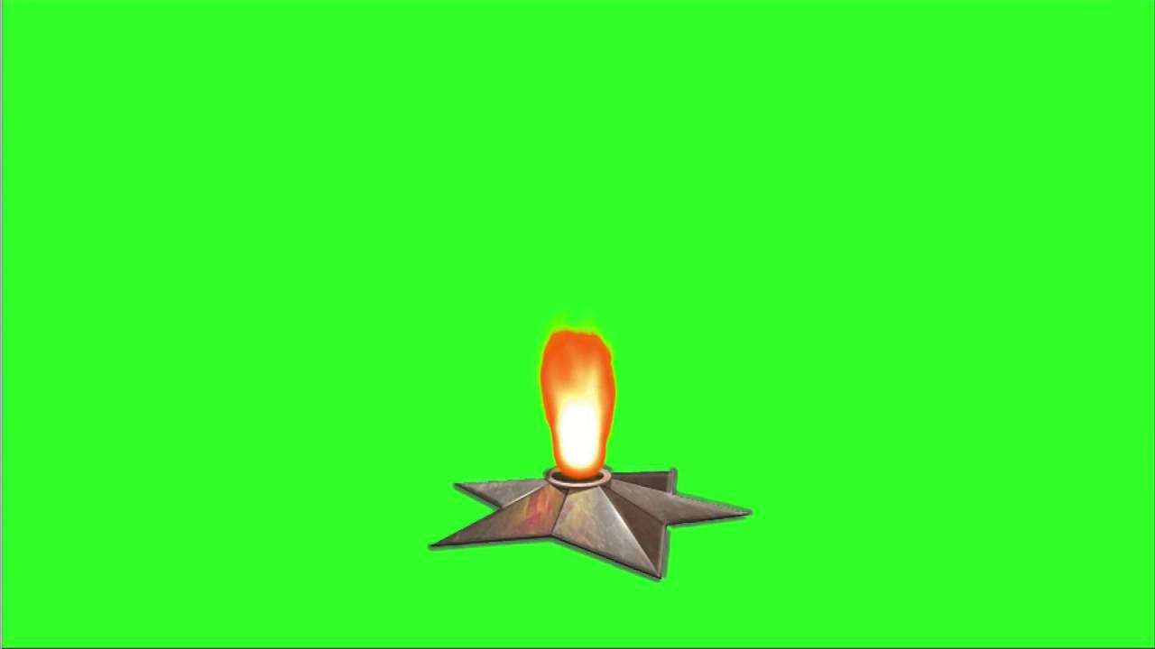 Футаж вечный огонь обелиск зеленый фон Green screen fire