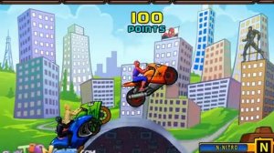 Человек -  Паук на мотоцикле.  Гонки.  Машинки для детей