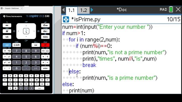 Prime numbers -Python on TI Nspire