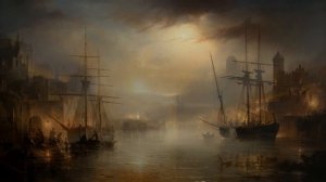 Seaport in style of JMW Turner (from Midjourney Images)