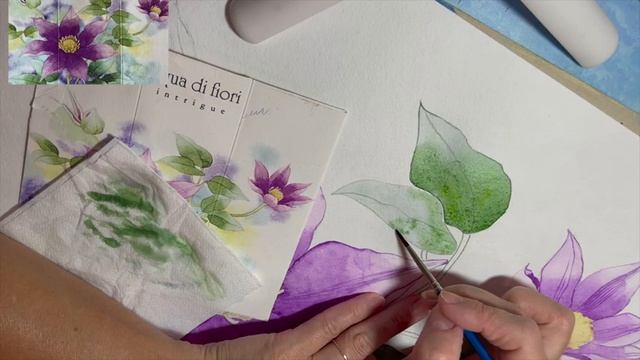 Рисую цветы - КЛЕМАТИСЫ акварелью! смотреть онлайн